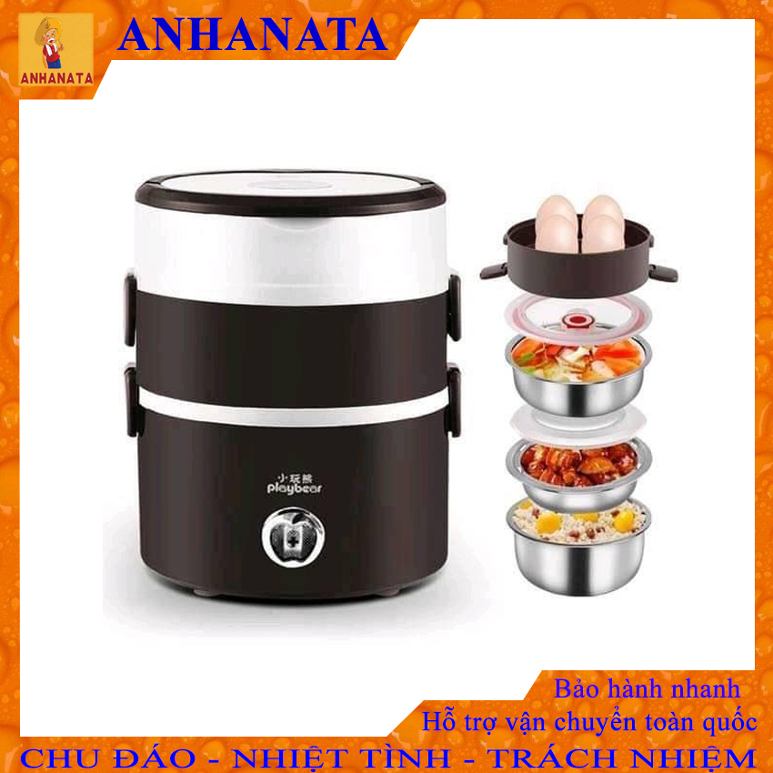 Hộp cơm cắm điện inox 3 tầng