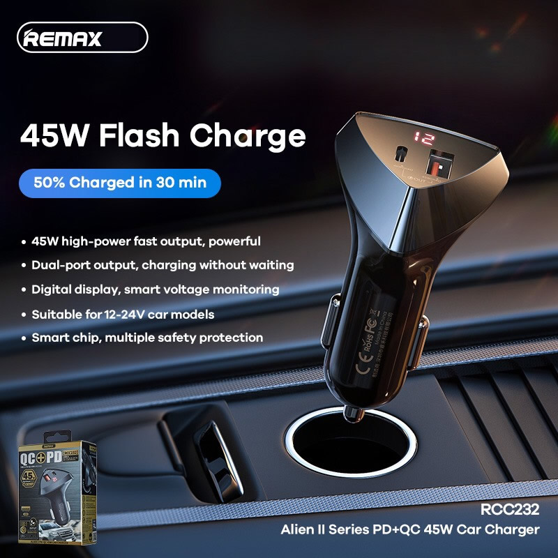 Cốc sạc nhanh xe hơi remax rcc232