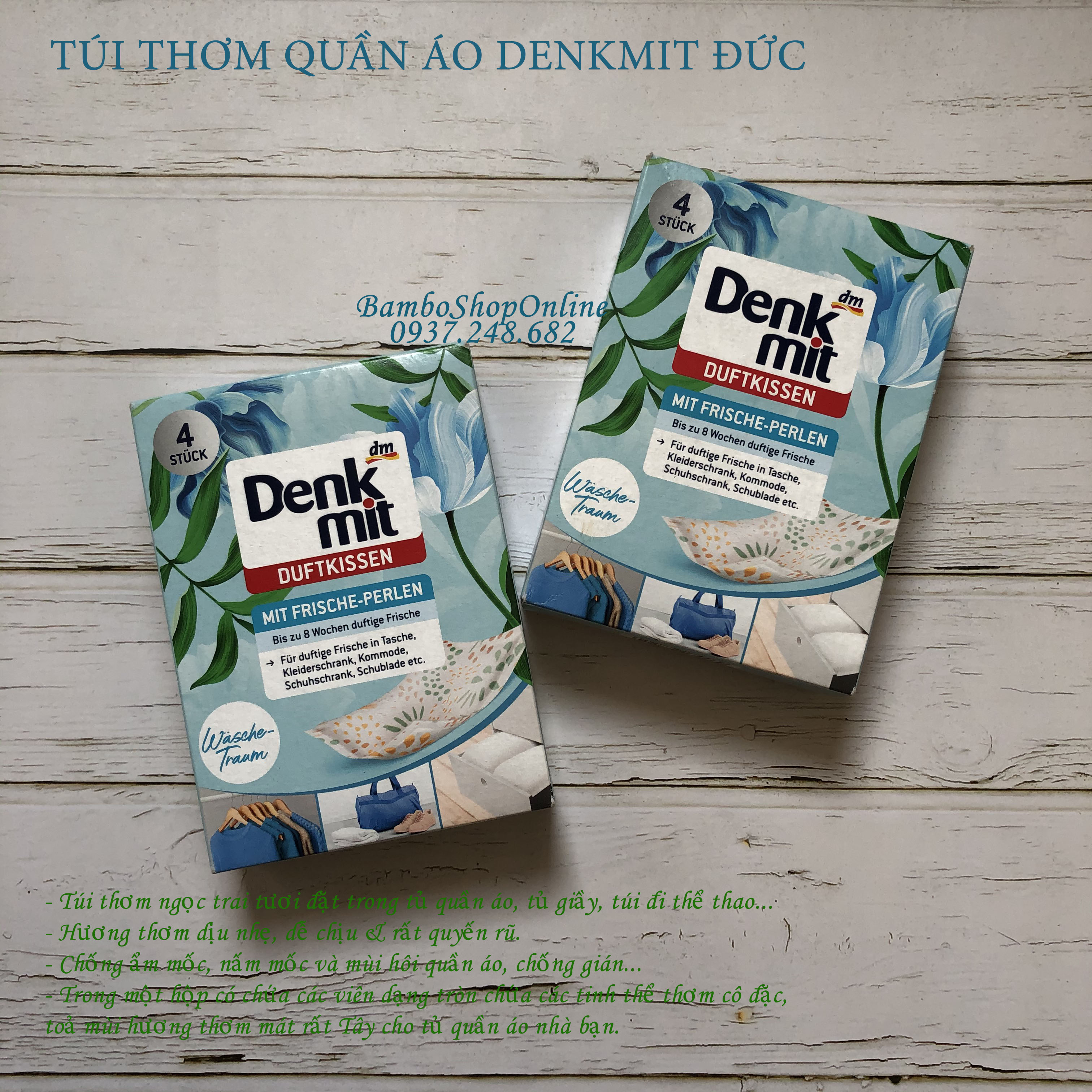 [HCM]Túi thơm tủ quần áo Denkmit. Hương thơm dịu nhẹ dễ chịu & rất quyến rũ. Chống ẩm mốc nấm mốc và mùi hôi quần áo chống gián...Hàng nội địa Đức