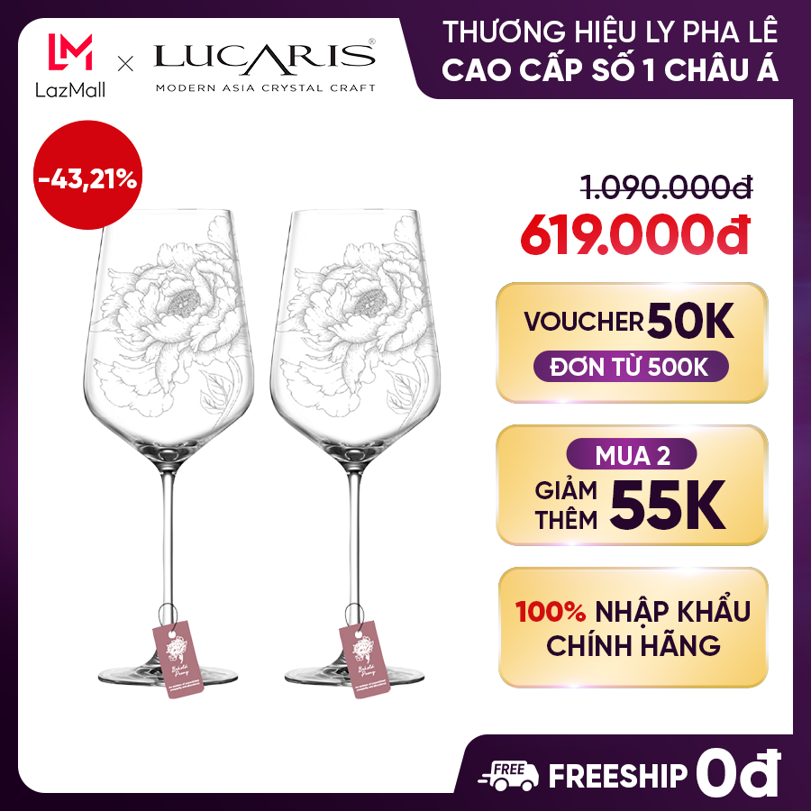 Bộ 2 ly uống rượu vang đỏ pha lê cao cấp lucaris gracias red wine 770ml - nhập khẩu chính hãng sang trọng bền đẹp - hongkong 3ls04bd2702g0018