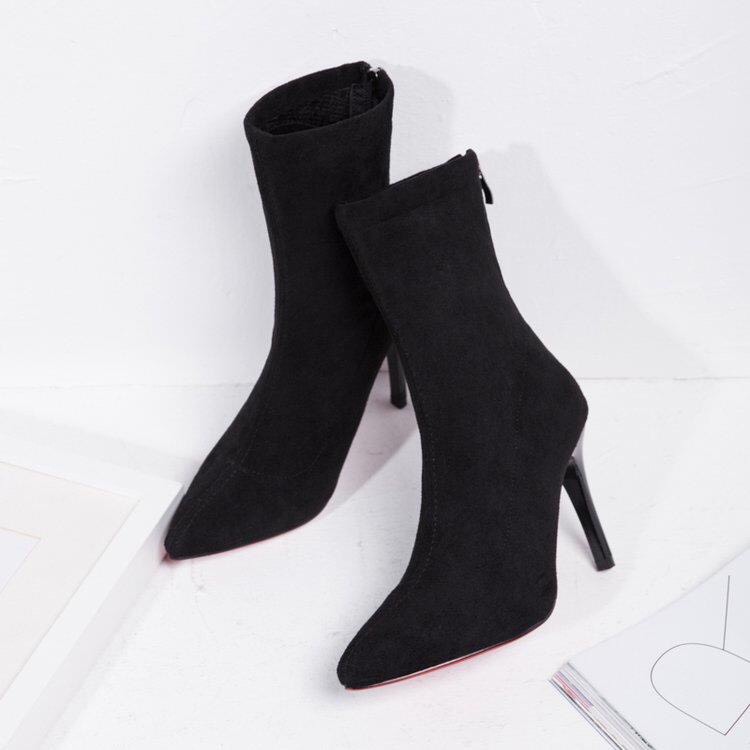 Boot nữ- boot cao gót mũi nhọn da lộn gót nhọn 9cm dễ phối đôi-mã 474
