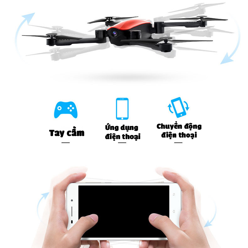 Máy bay gấp gọn Flycam SkyHunter X9 quay phim chụp ảnh full-HD 1080p pin 1200mAh xem trực tiếp trên điện thoại tự động quay về bằng 1 nút bấm