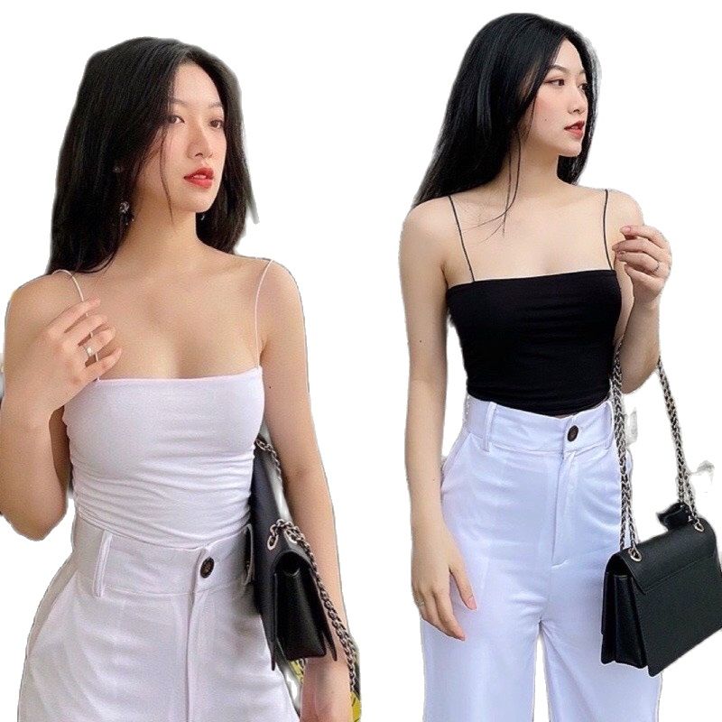 Áo thun bún,áo 2 dây vải thun co dãn body