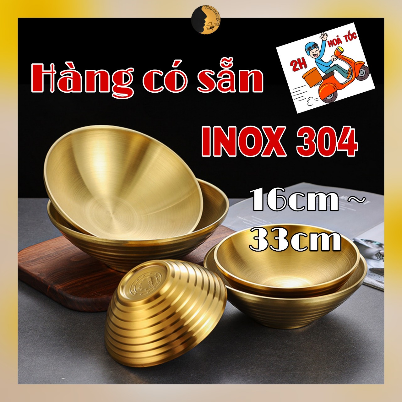 Bát inox 304 2 lớp tamushop92 tô inox cách nhiệt hàn quốc đựng salad chè kem bingsu mạ màu vàng bạc bi015