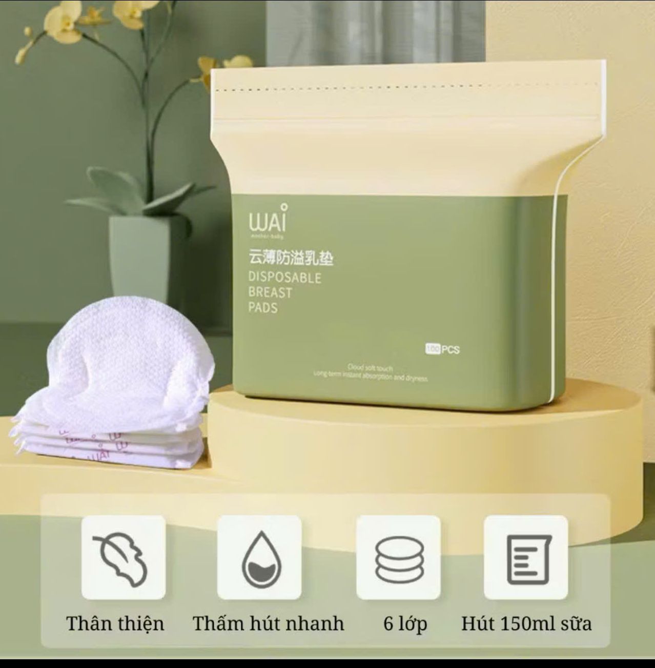 Miếng lót thấm sữa Wai YEUTRESHOP siêu thấm và chống tràn chất lượng tốt cho mẹ an toàn tiện lợi