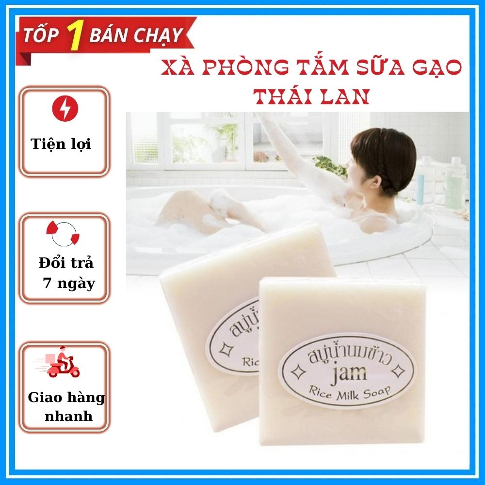 Combo 12 cục xà phòng tám sữa gạo Thái Lan- Xà phòng tắm trắng da
