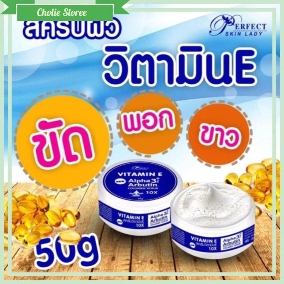 Tẩy tế bào chết  VITAMIN E Alpha Arbutin 3 Plus Collagen Scrub 10x Thái Lan