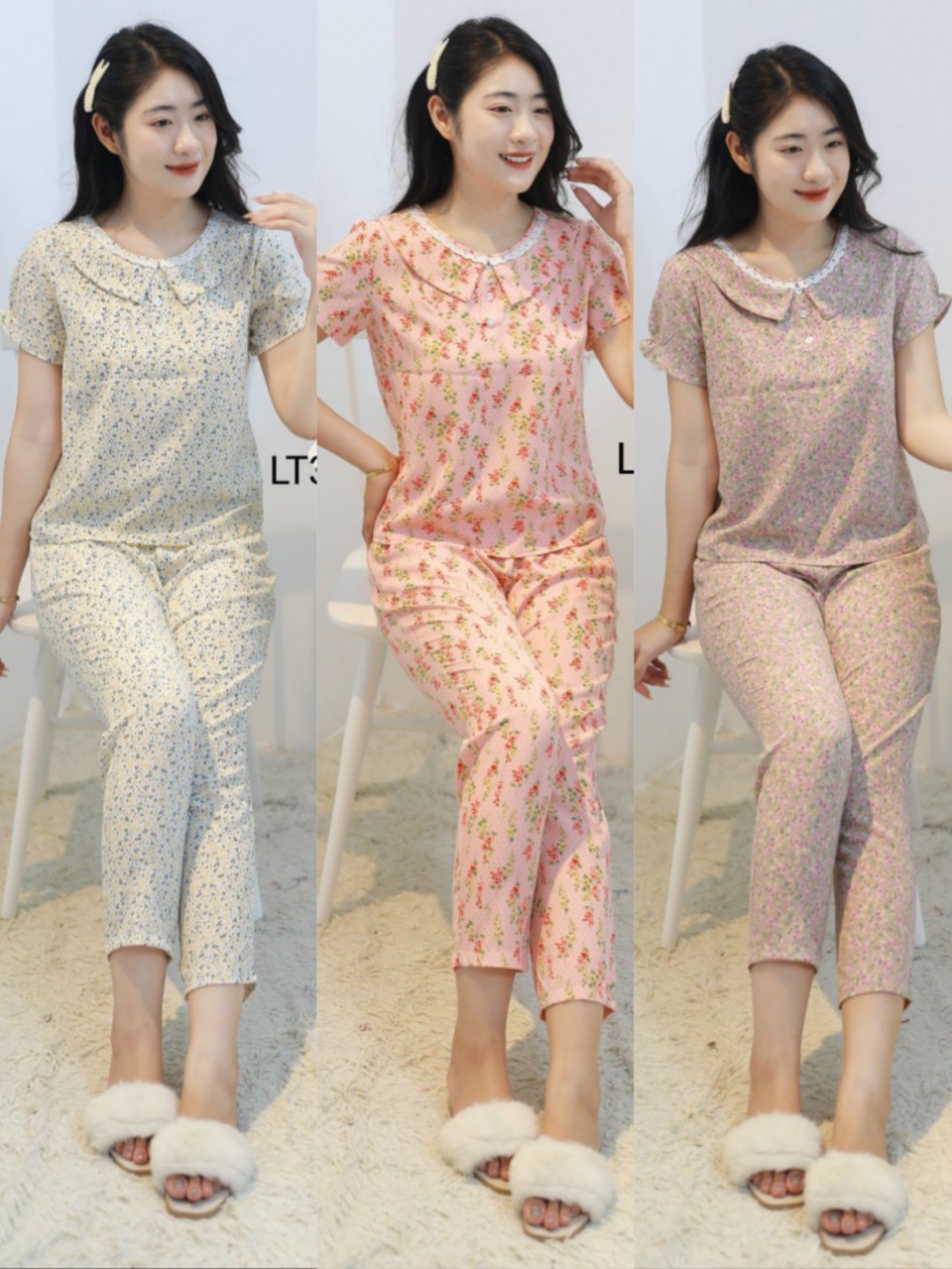 Đồ bộ nữ, quần áo mặc nhà chất liệu lụa mềm mại phối màu đẹp