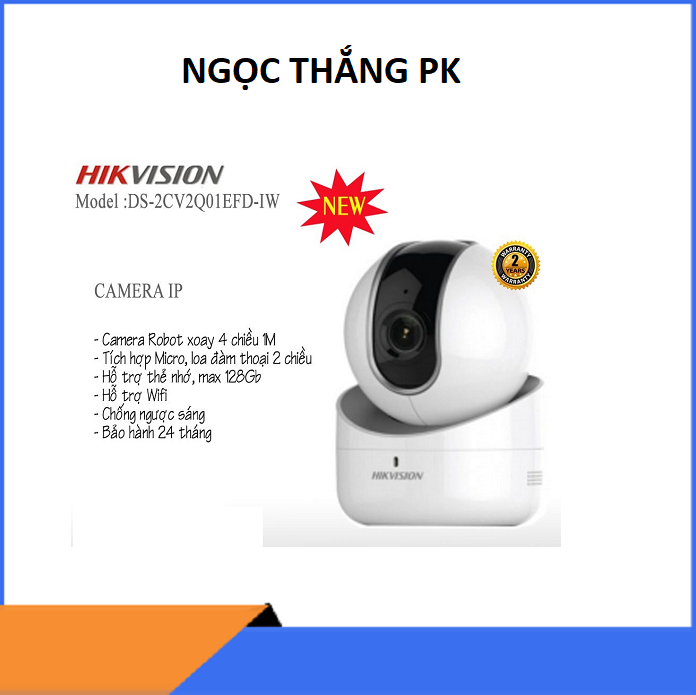 Camera IP Wifi Hikvision 2.0 MPX DS-2CV2Q01EFD-IW Đàm Thoại 2 Chiều