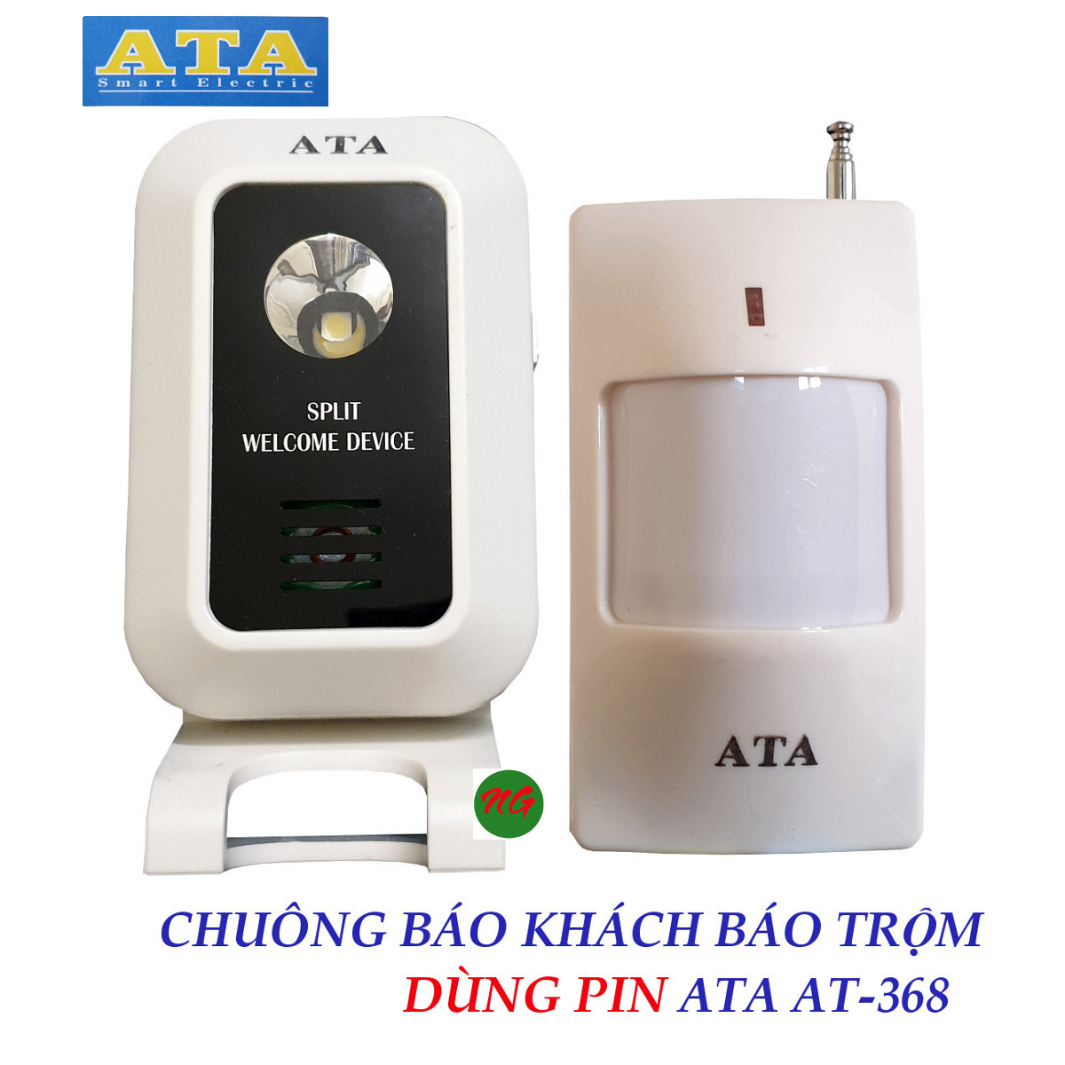 Chuông báo khách báo trộm DÙNG PIN ATA AT-368 - cảm biến hồng ngoại không dây - đầu chuông có thể cấp nguồn từ adapter 5V