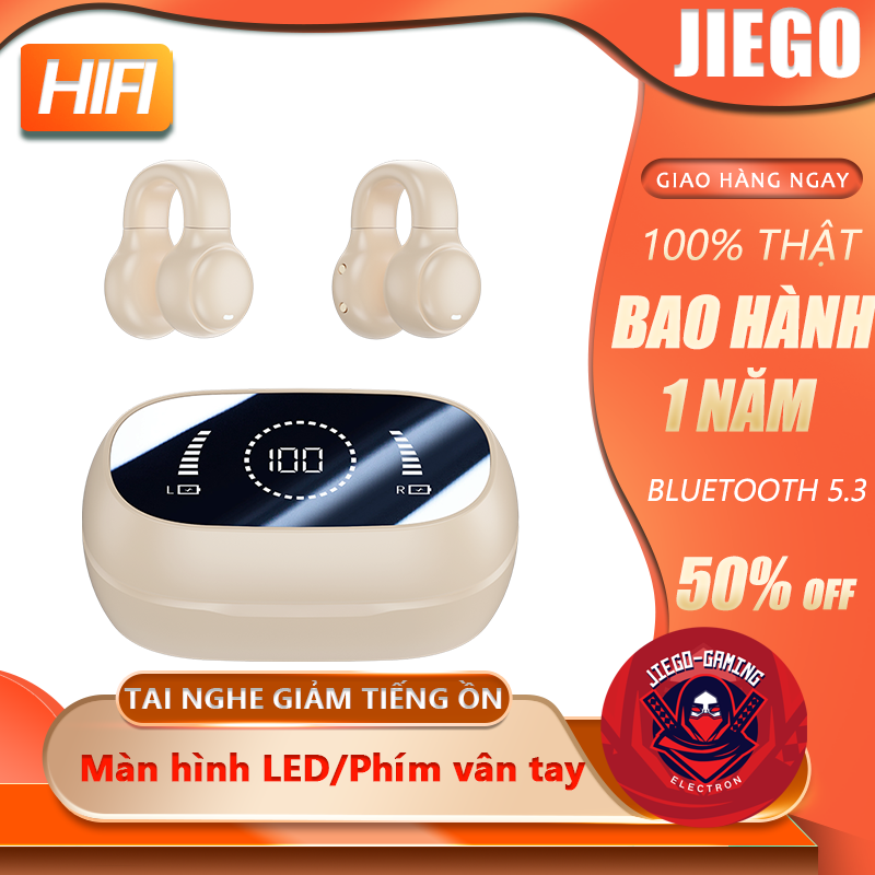 JIEGO Tai nghe Bluetooth không dây Ear Clip Hiển thị năng lượng LED Chống
