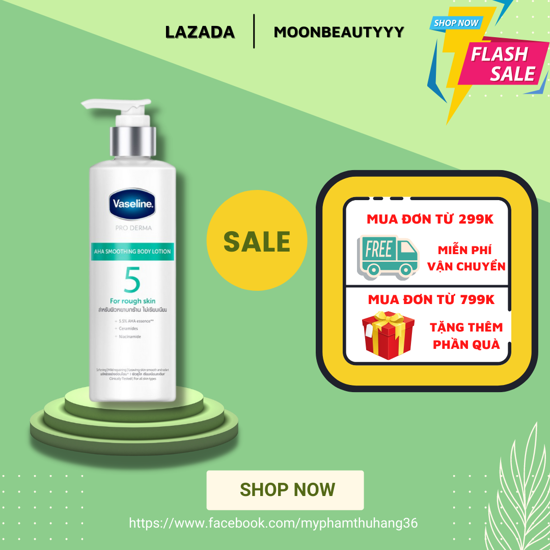 Sữa dưỡng thể Vaseline Pro Derma số 5 làm mịn da với 5.5% AHA 250ml ( CHÍNH HÃNG )