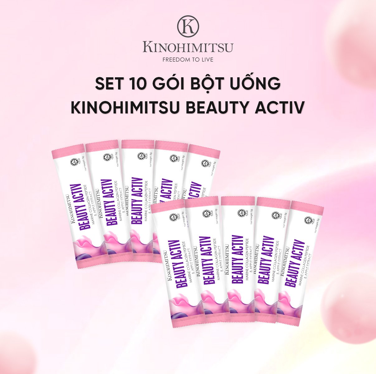 Quà tặng không bán - set 10 gói bột uống beauty activ kinohimitsu