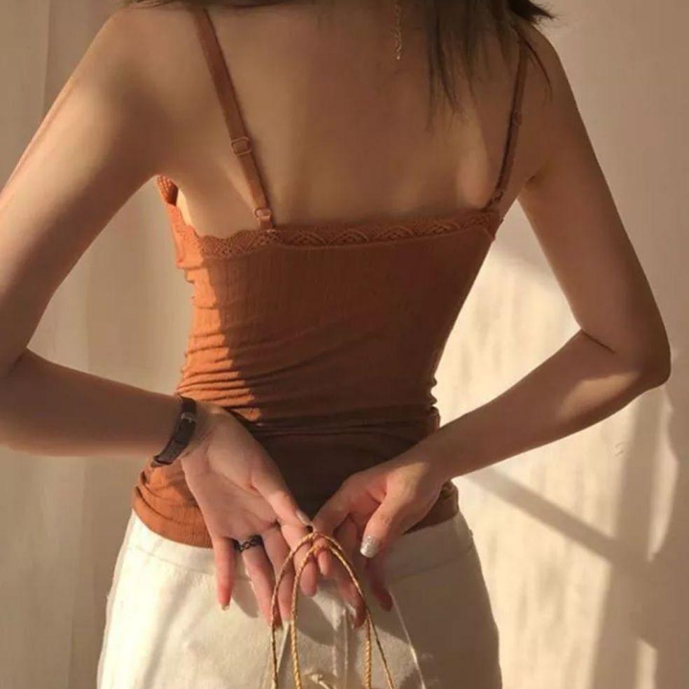 Áo hai dây phối ren có mút ngực cao cấp