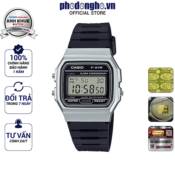 Đồng hồ unisex casio anh khuê f-91wm-7adf