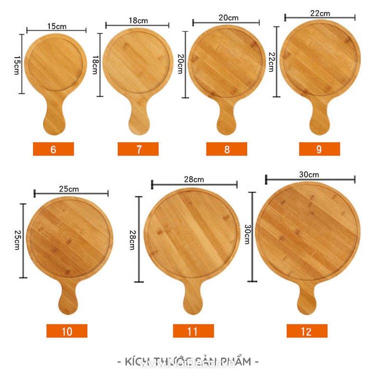 Đế Gỗ Pizza có tay cầm