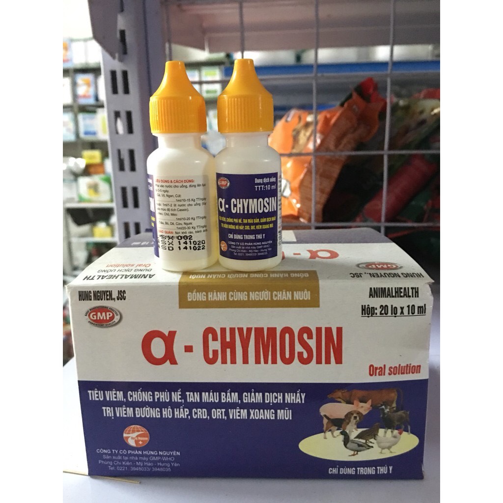 1 hộp 20 lọ Chymosin - tiêu viêm, chống phù nề, giảm dịch nhầy, tan máu bầm - chỉ dùng trong thú y