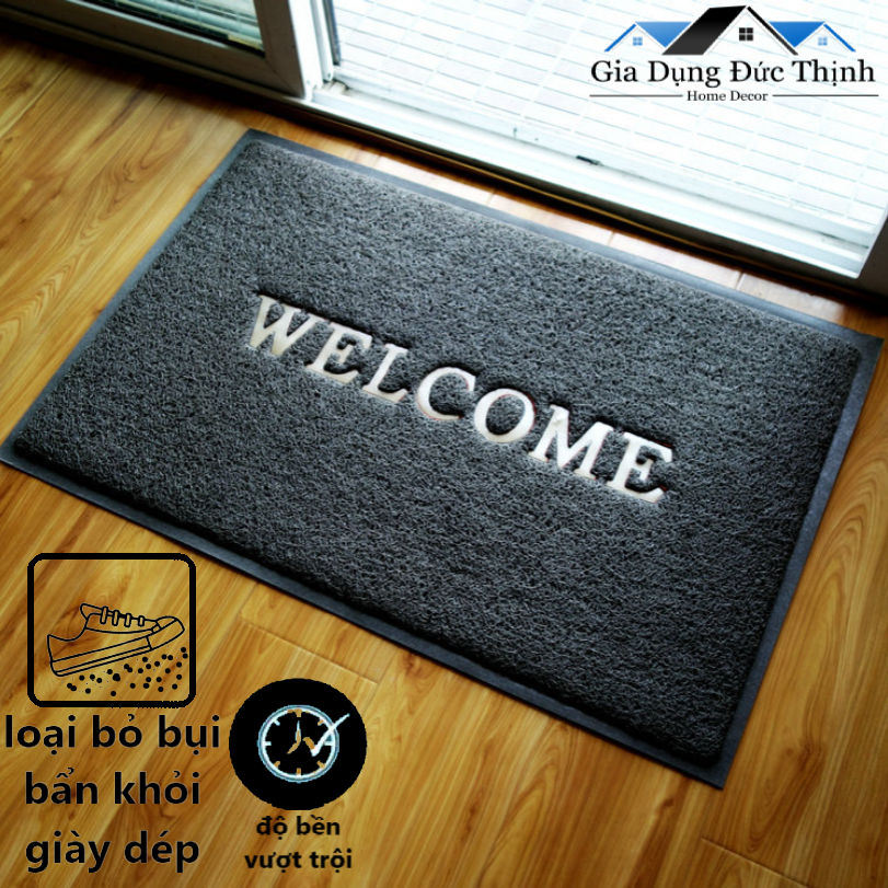 Thảm chùi chân nhựa welcome 40x60cm. Thảm trải sàn chống trơn.