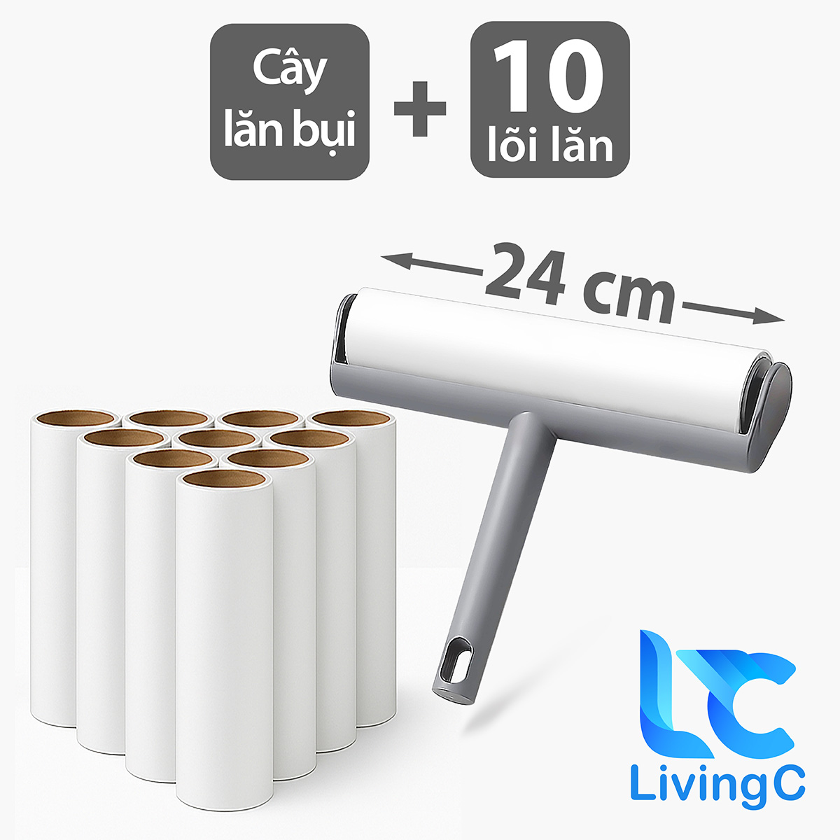 Combo of Dust Roller + 10 Living C Dust Roller Cores, 55-Layer Dust Roller Paper Roll - 2
