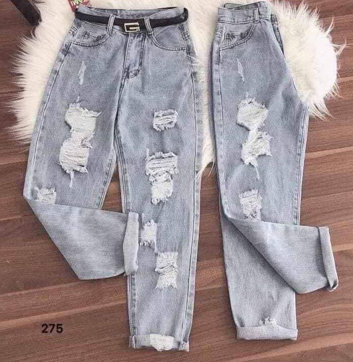 [ FREESHIP ] QUẦN BAGGY JEAN NỮ RÁCH GỐI LƯNG CAO TÔN GIÁNG SIÊU ĐẸP HÀNG LOẠI 1