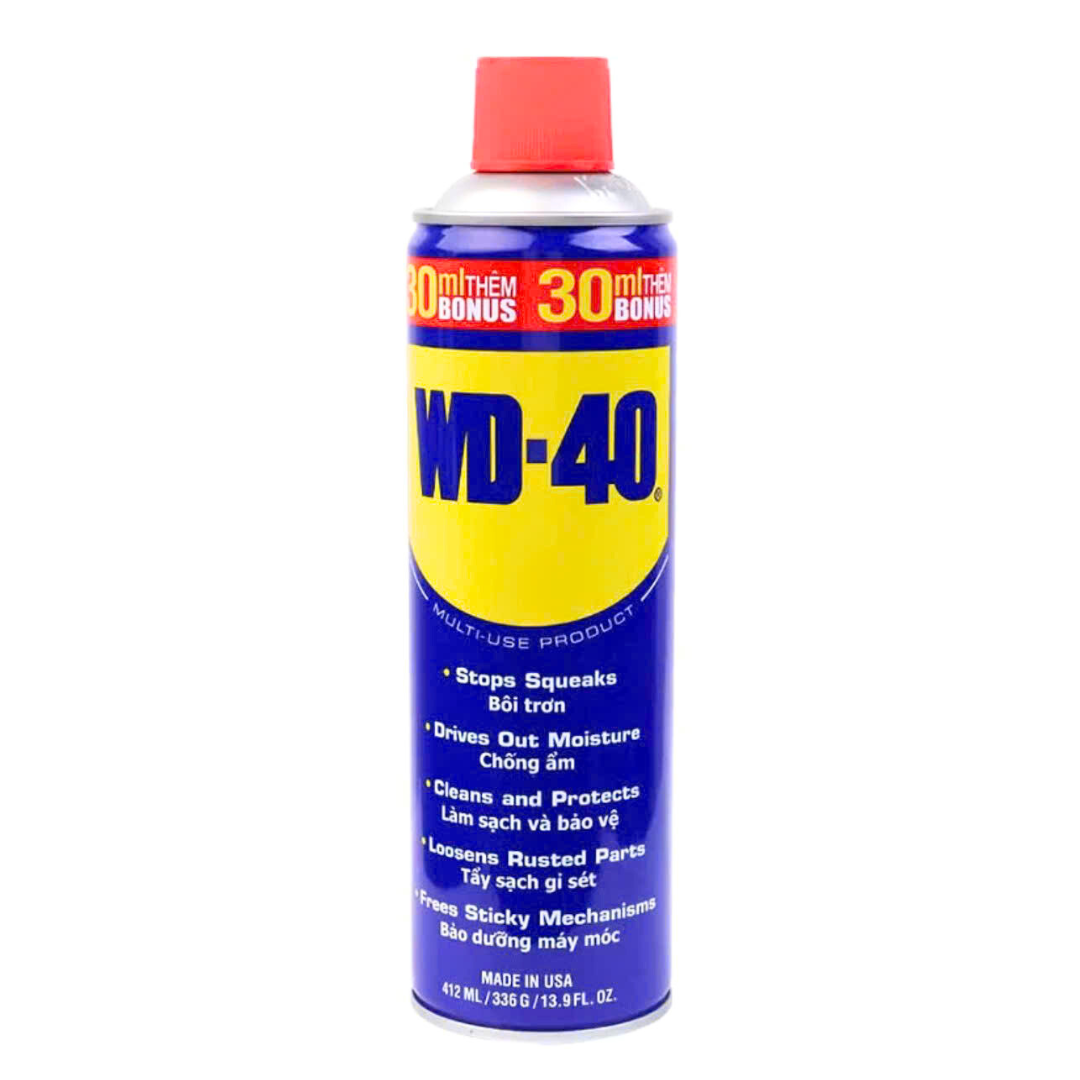Bình xịt tẩy rỉ bôi trơn chống ẩm đa năng WD-40 412ml(336g) dầu chống rỉ sét đa năng cao cấp chai xịt bôi trơn làm sạch