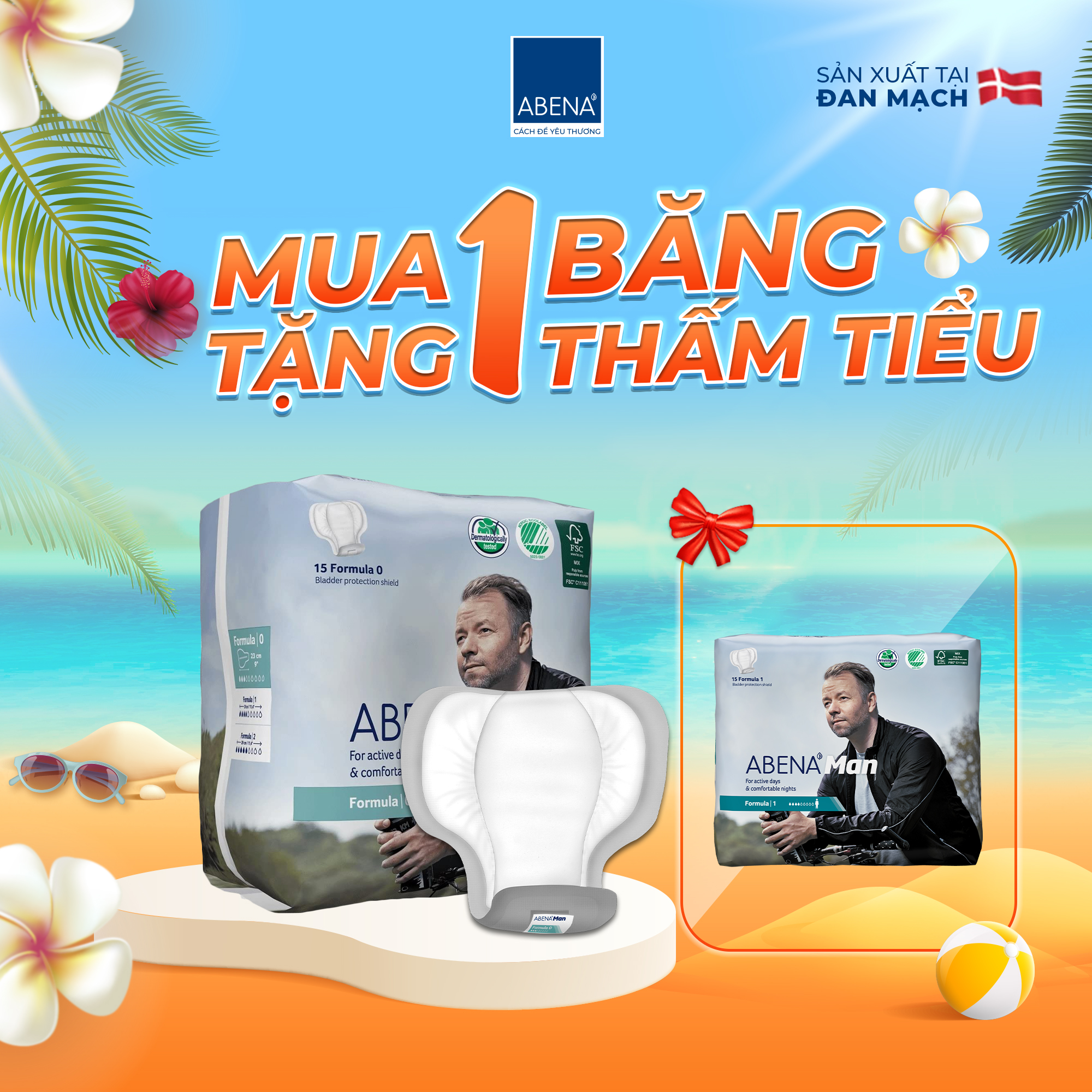 [Quà tặng] Băng thấm tiểu cho nam giới Abena Formula - Nhập khẩu Đan Mạch (Gói 15 miếng)