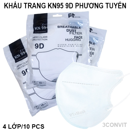 Túi Zip 10 chiếc khẩu trang 4 lớp cao cấp KN95 9D Phương Tuyến