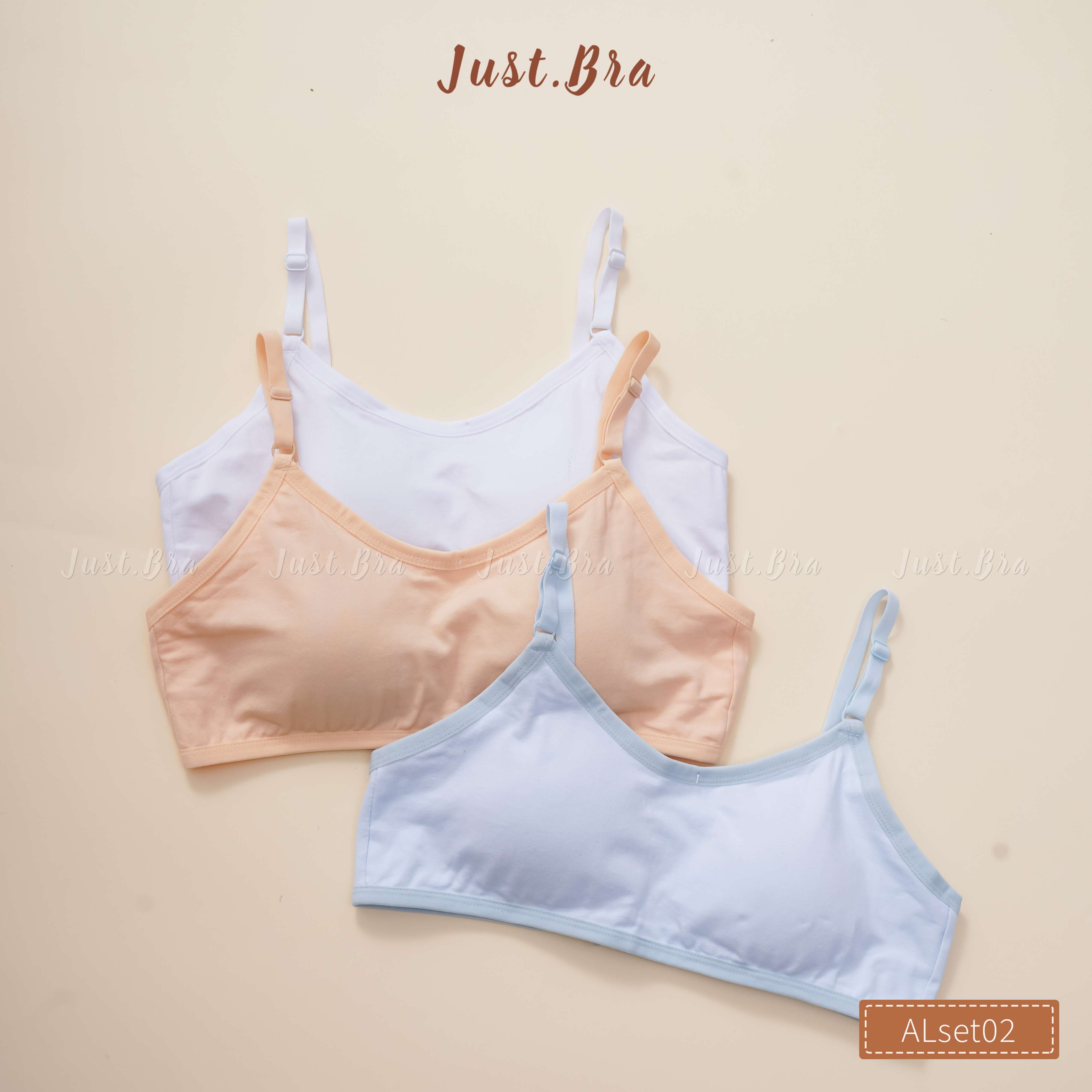 Set 3 áo lót Just Bra dành cho học sinh chất liệu cotton mút mỏng thoáng mát ALset02