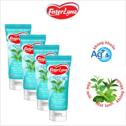 Dung dịch vệ sinh EnterLyna Cool chai 80ml chiết xuất trầu không bạc hà trà xanh Dung dịch vệ sinh phụ nữ Nước rửa phụ khoa nam nữ Dung Dịch Vệ Sinh Nam Nữ chiết xuất trầu không DDVS phụ nữ