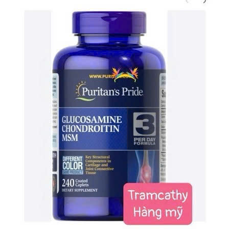 [Hàng Mỹ] Viên uống Puritan's Pride Glucosamine Chondroitin MSM 240 viên – Hỗ trợ xương khớp, giảm đau mỏi, tăng linh hoạt vận động