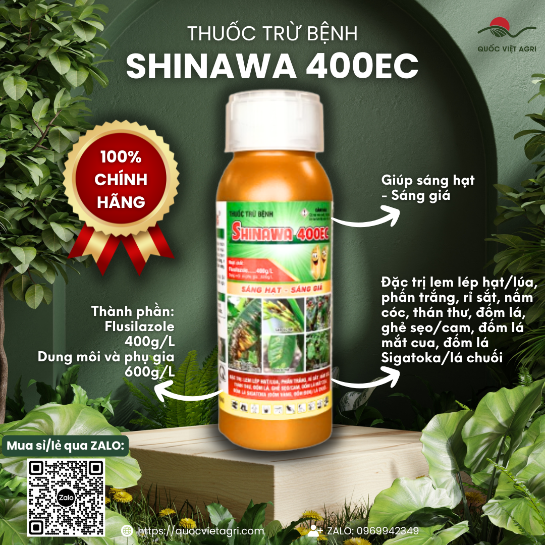 Thuốc trừ bệnh SHINAWA 400EC (chai 240ml) - Flusilazole 400g/l Trị lem lép hạt, phấn trắng, rỉ sắt, thán thư, đốm lá, ghẻ sẹo...