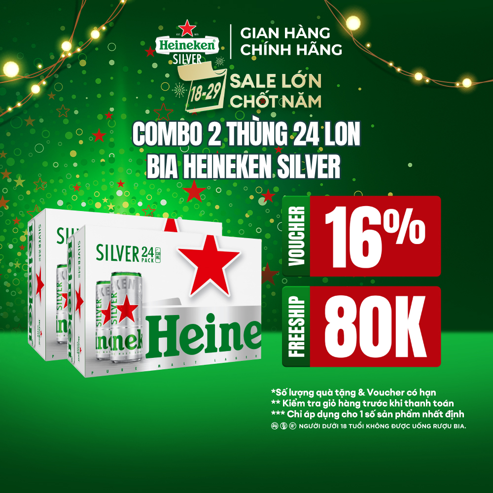  Combo 2 Thùng 24 lon bia Heineken Silver 330ml lon 