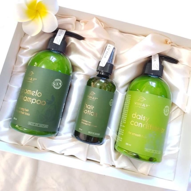 [HCM]Bộ sản phẩm Dầu gội bưởi Vijully Shampoo Pomelo 280ml + Dầu xả Daisy Conditioner 280ml + Tinh dầu bưởi Vijully Hair Lotion 100ml
