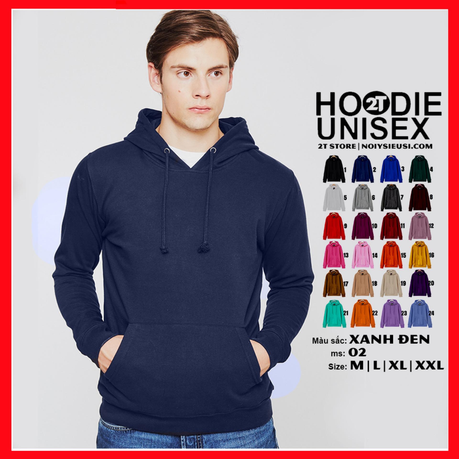 [4.4 HOÀN TIỀN 15%][HCM]ÁO KHOÁC HOODIE TRƠN UNISEX - XANH DƯƠNG ĐEN