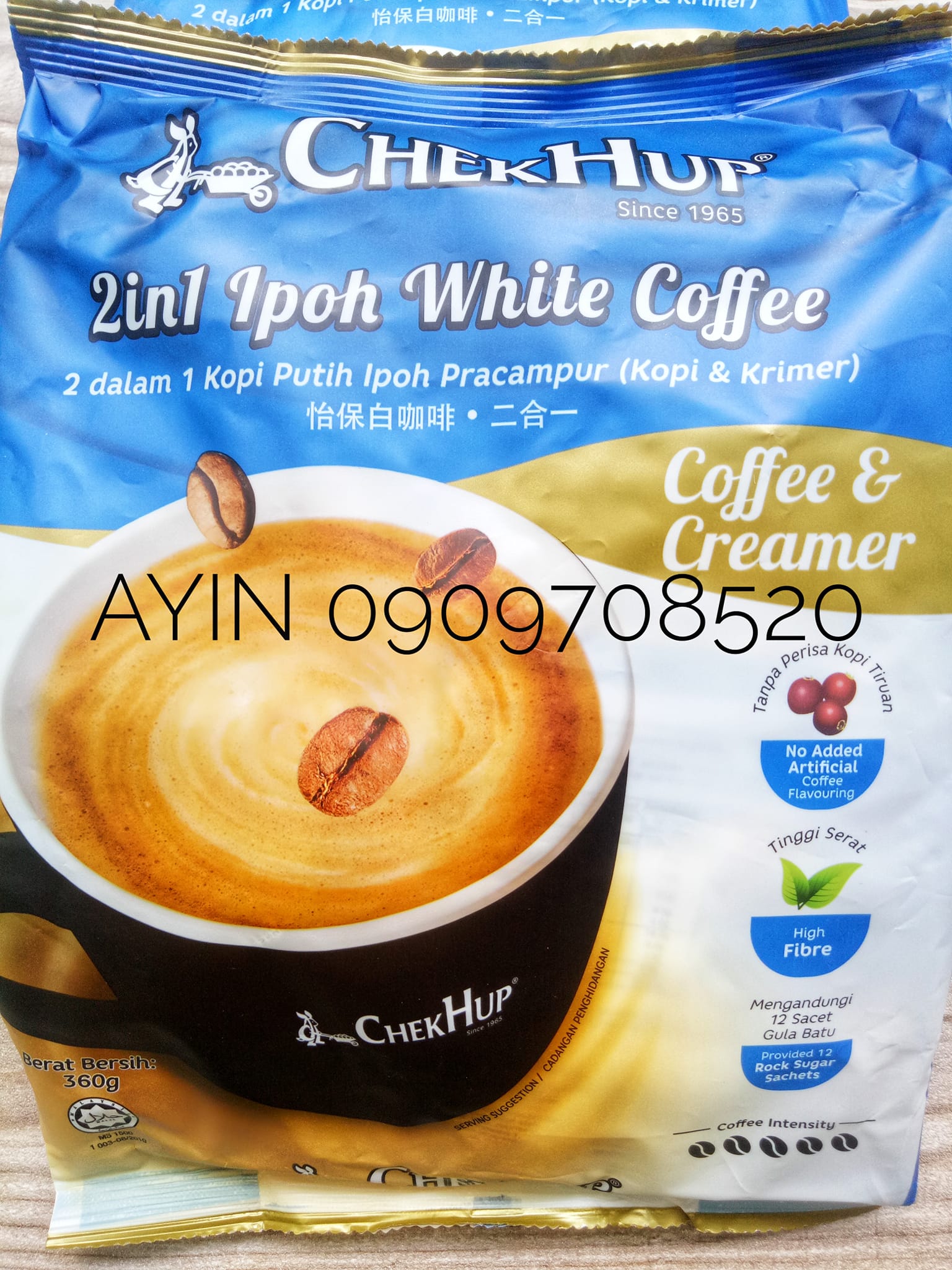 ( Bao Bì Mới )Cà phê trắng Chek Hup Creamer không đường - 2 IN1 Ipoh White Coffee &Creamer Malaysia