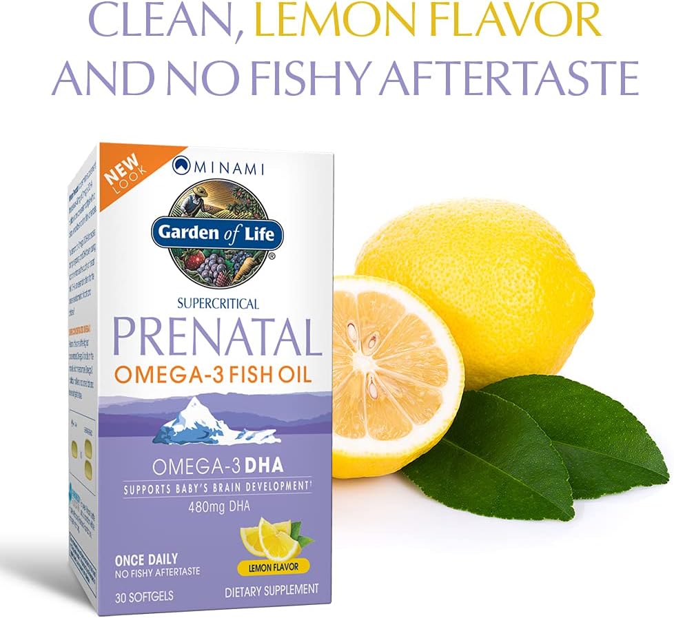 HŨ 30 VIÊN DẦU CÁ DHA OMEGA 3 CHO MẸ BẦU Garden of Life Minami Natural Prenatal Fish Oil, VỊ CHANH L