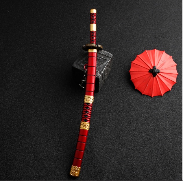 Móc khóa kiếm Zoro đỏ Sandai Kitetsu 22 cm-✅ tặng đế - không nút bấm - Baystore