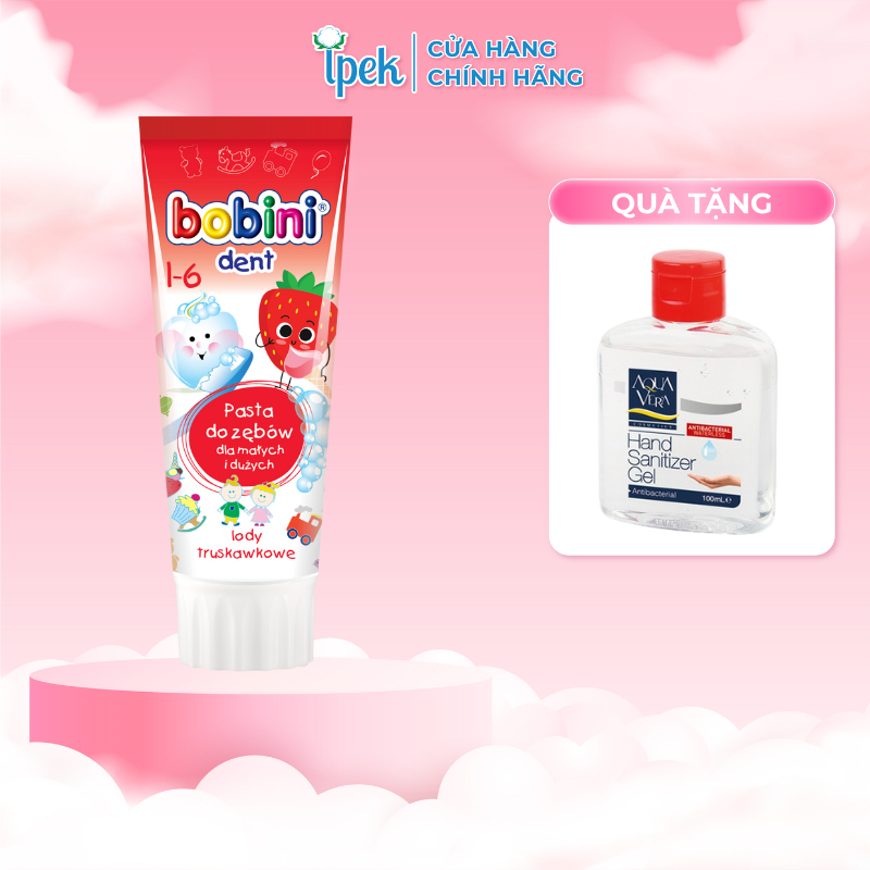 Kem đánh răng trẻ em Bobini hương dâu tây 1-6 tuổi 75ML