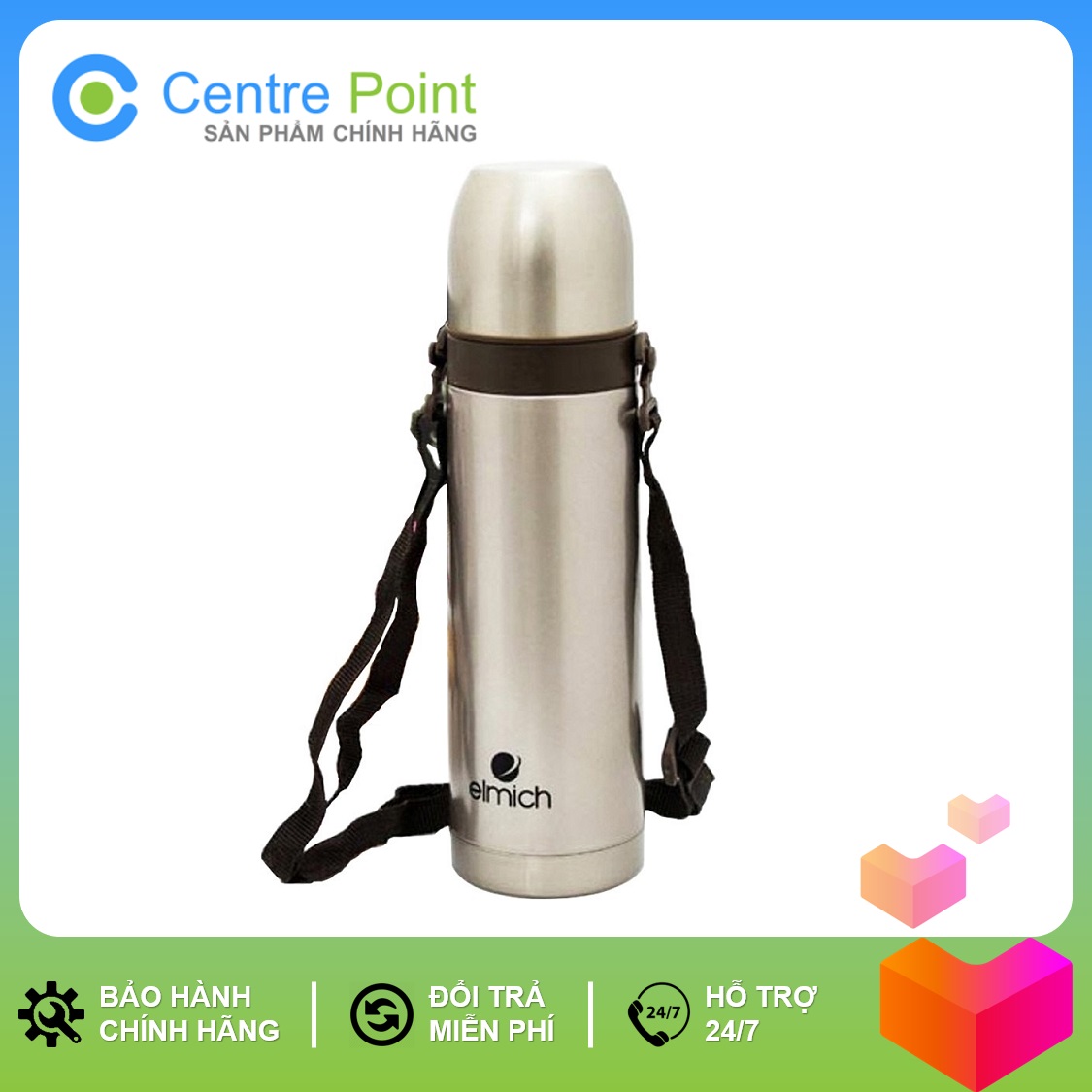 Bình giữ nhiệt inox 304 cao cấp elmich el-6389 dung tích 500ml - có quai xách tiện lợi