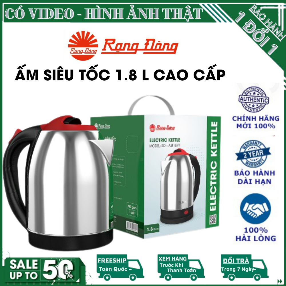 Ấm siêu tốc đun nước Rạng Đông siêu bền 1.8L, inox 304 , sôi siêu nhanh Bảo Hành 6 tháng ,ấm đun nước siêu tốc,bình đun nước siêu tốc