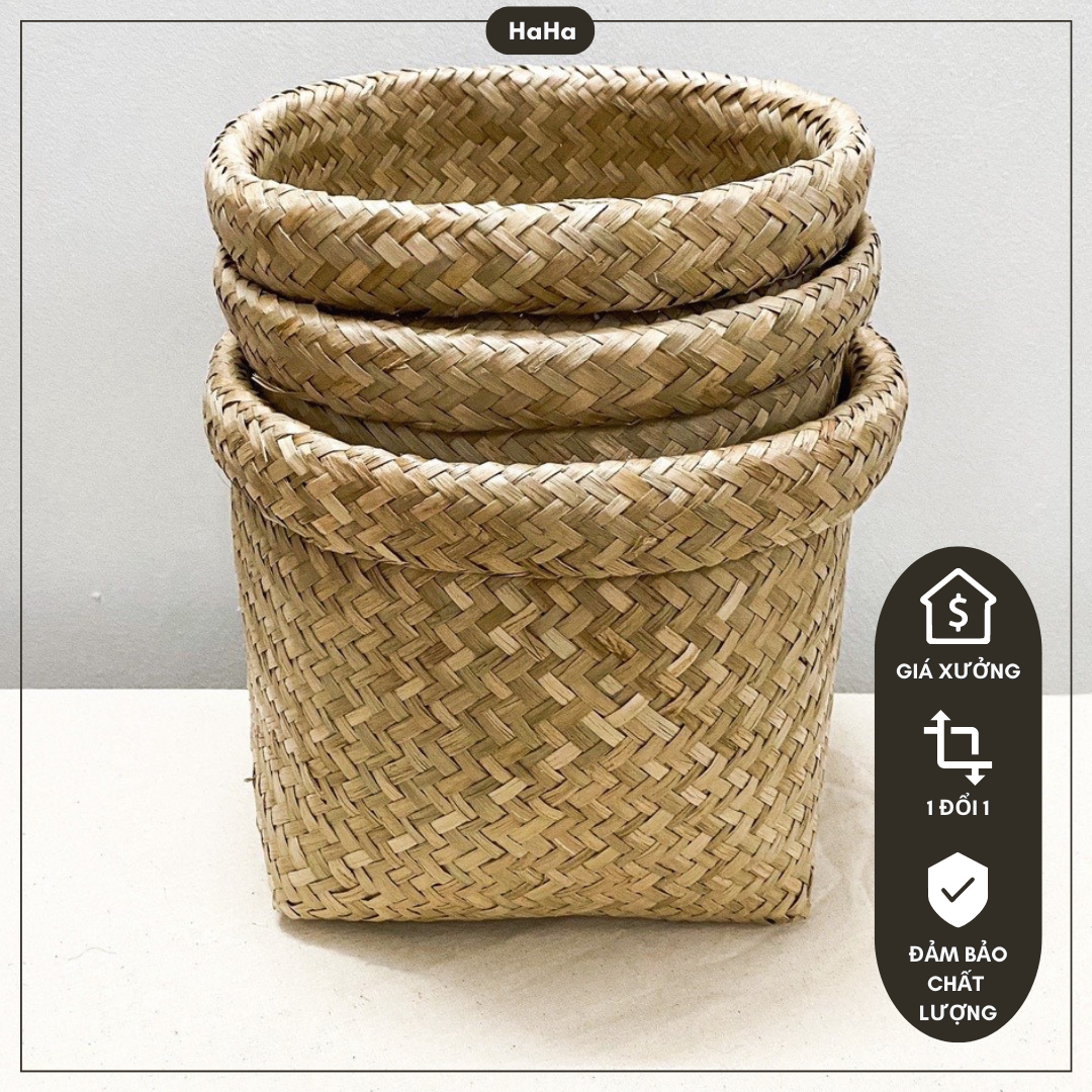 Thúng cói decor giỏ cói trồng cây gcd02