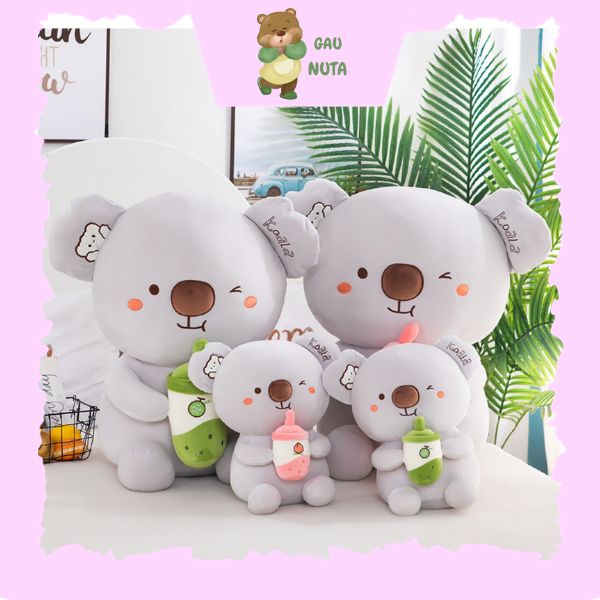 Gấu Bông Gấu KOALA Xám Ôm Bình - Thú Nhồi Bông Gấu KOALA Bú Bình Đủ Size Cao Cấp NUTA