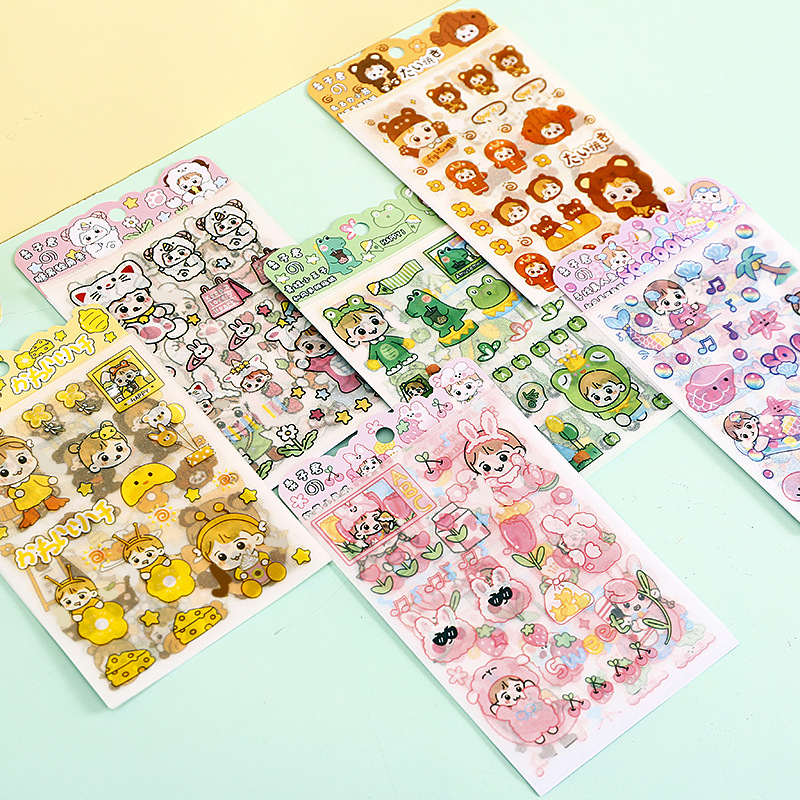 Set 4 miếng sticker nhũ nhiều chủ đề