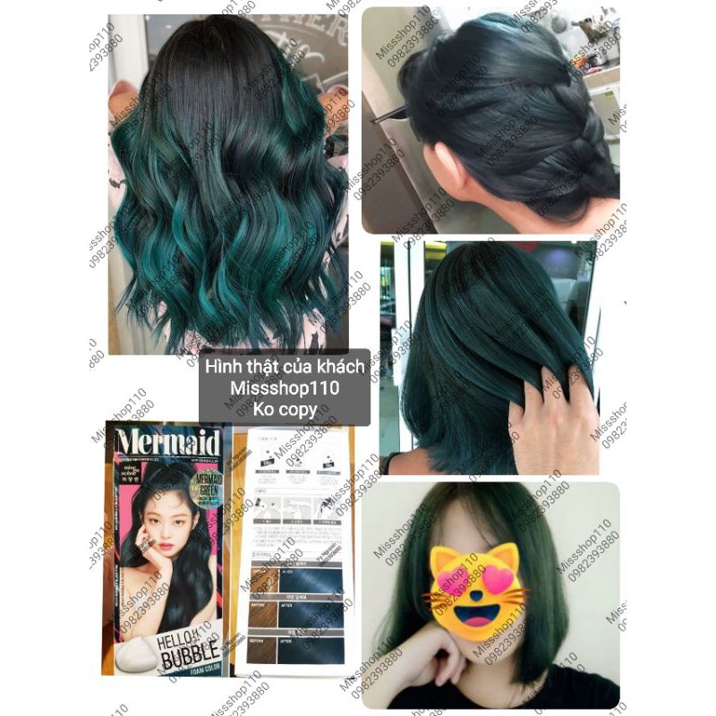 Thuốc nhuộm tóc dạng bọt hello bubble blackpink 4gn xanh rêu đậm