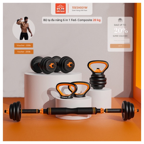 Tạ tay 20kg. bộ tạ đa năng. tạ tay tạ đòn tạ squat điều chỉnh đa năng fed loại 20kg