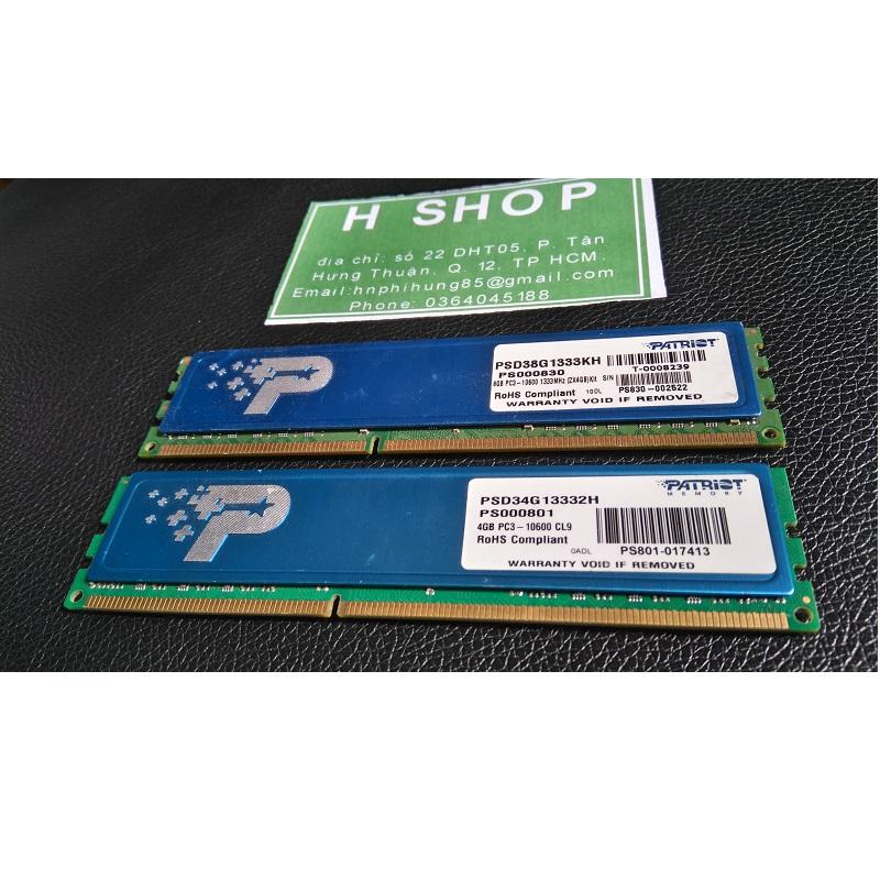 [HCM]Ram PC DDR3 8Gb bus 1333 - 10600u 1 cặp 2x4Gb ram tản nhiệt bảo hành 3 năm
