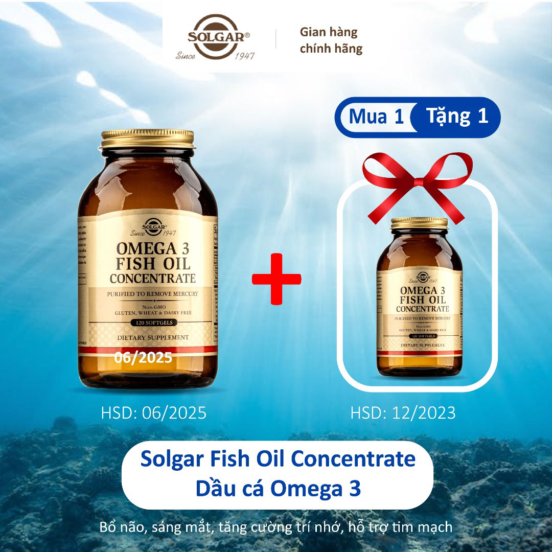 Viên Uống Dầu Cá Omega 3 - Solgar Fish Oil Concentrate - Bổ Não, Sáng Mắt