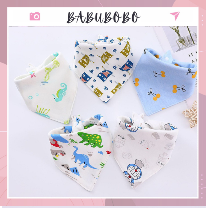 Khăn Yếm Tam Giác Giữ Ấm Cổ Cho Bé Cực Kì Xinh Có Cúc Bấm Tiện Lợi MB07 Babubobo