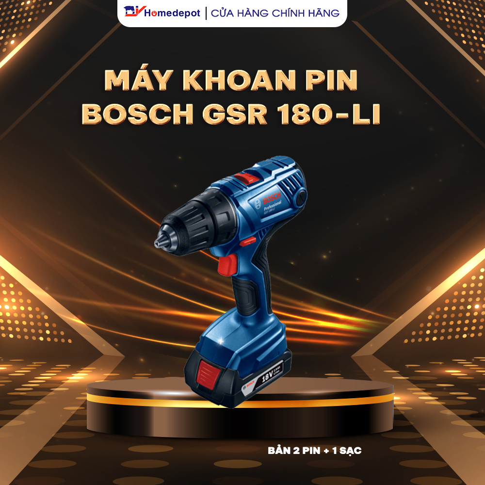 Máy khoan vặn vít dùng pin 18V Bosch GSR 180-LI
