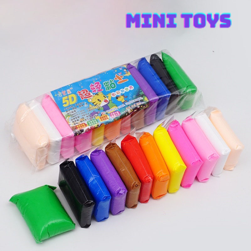 Đất Nặn - Đất Sét Nhẹ Tự Khô An Toàn Lốc 12 Màu Cao Cấp Softclay Nặn Hình, Làm Butter Slime & Bộ Cây Tạo Hình